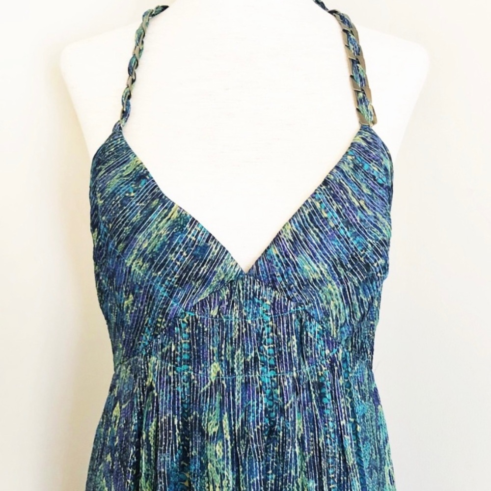 BCBGMaxAzria Silk Metallic Snake Print Open-back Maxi Dress - Picture 2 of 10